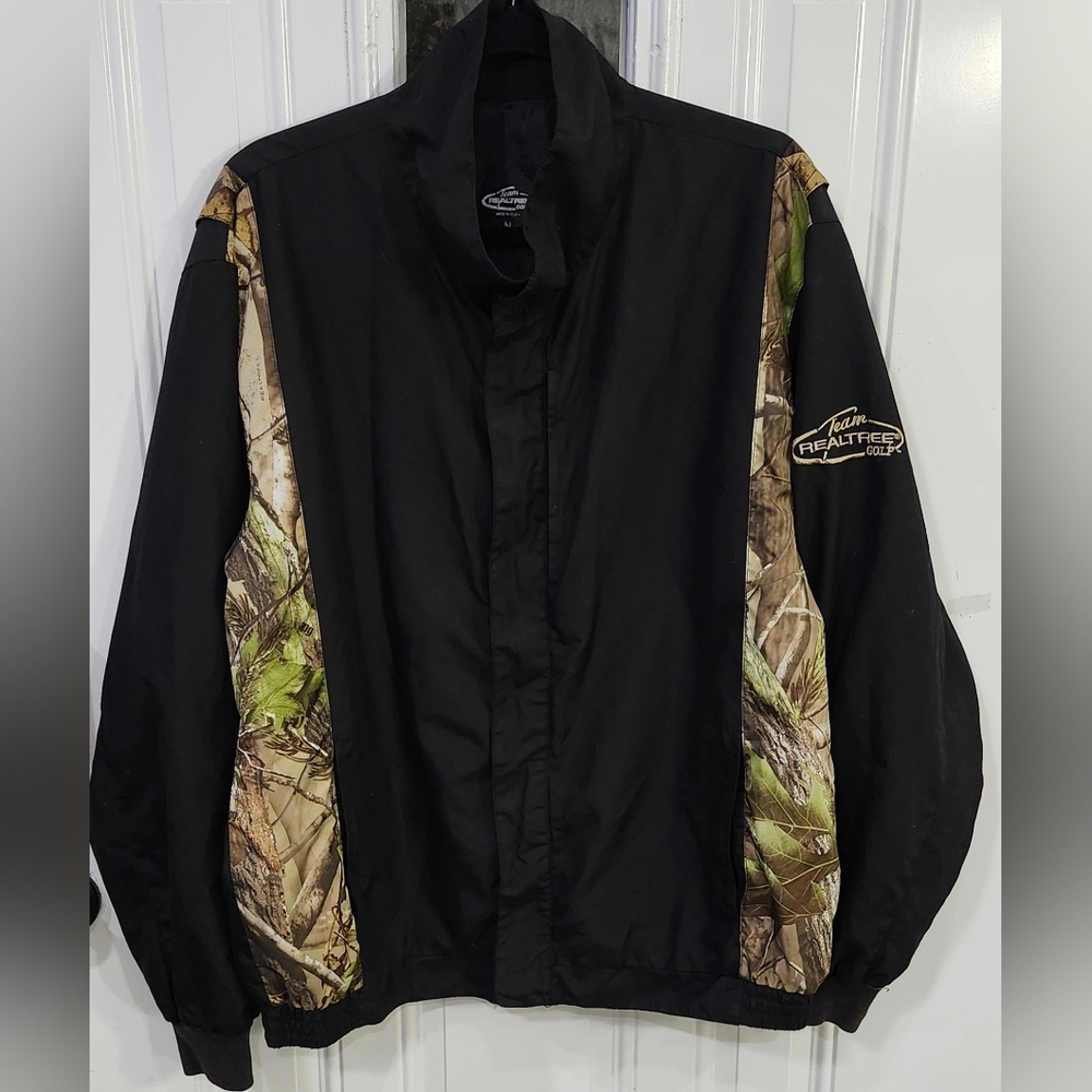 Team Realtree Golf Black Camo  Windbreaker Jacket Men's Medium